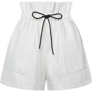 White color Faux High Waisted Wide Leg Sexy Shorts